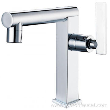 Easy-to-install single cold basin faucet